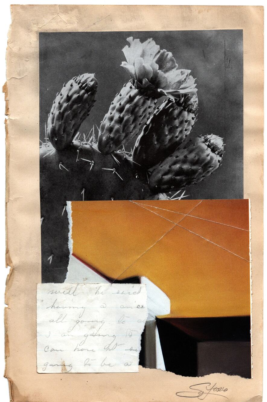 Original Mixed Media Modern Art Collage "Auslaut" 5.75x9" Signed